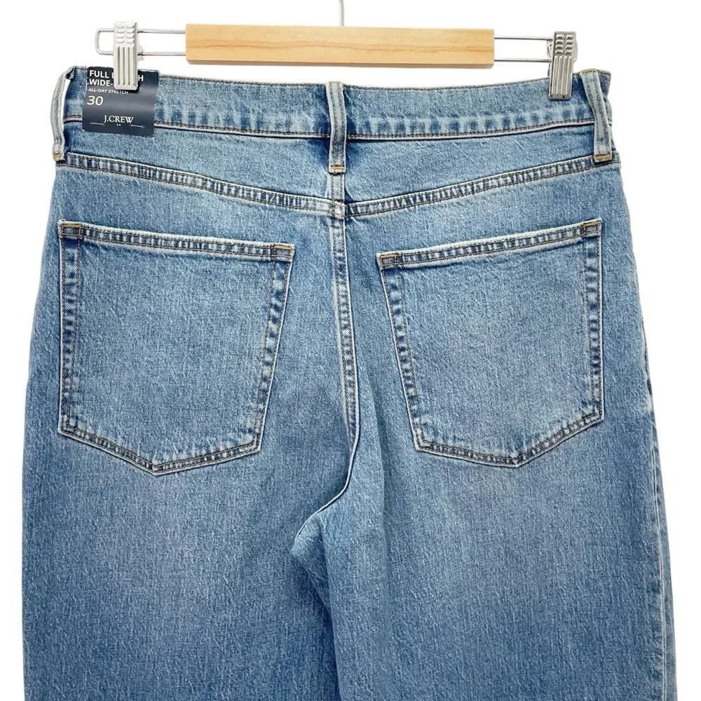 NWT J. Crew Full Length Wide-Leg Jeans Womens Size 30 Button Fly All-Day Stretch